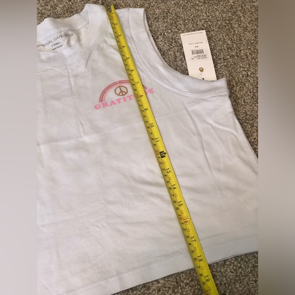 SPIRITUAL GANGSTER "My Attitude Is Gratitude" White Crop Tee Sz XS - Picture 5 of 7